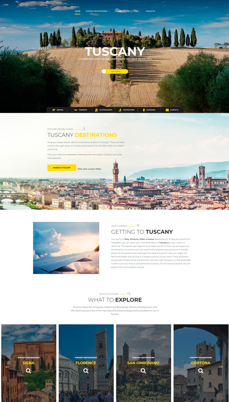 tuscany website screen